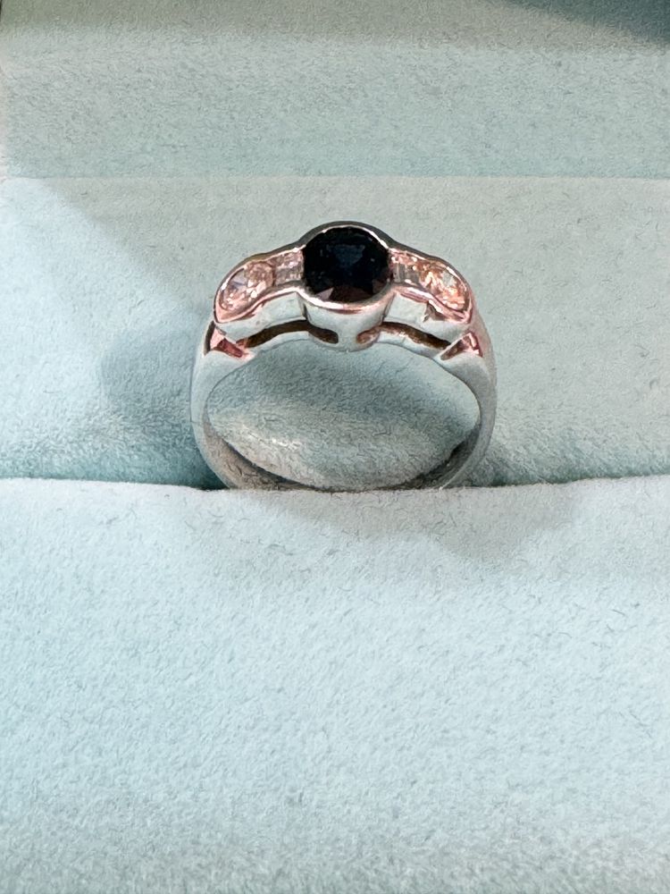 Inel Aur 18k Diamante, Safir naturale