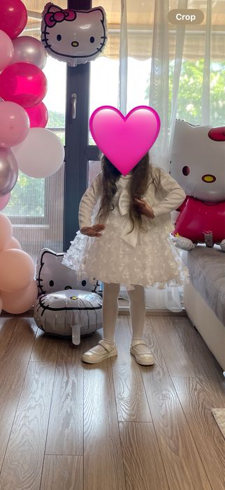 Детска бяла официална рокля 104