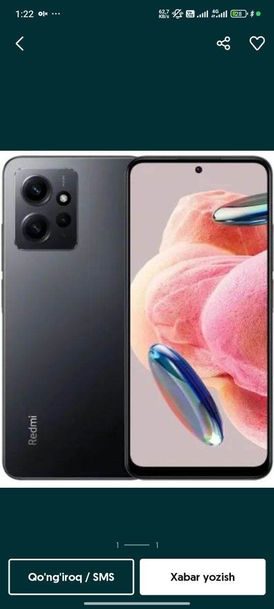 Redmi not 12 8+8 Gb 128 tali kor dok bor