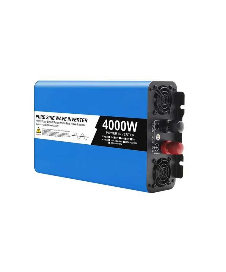 Invertor Easun, 12V, 4000W, Sinus pur , cu priza dubla, Albastru
