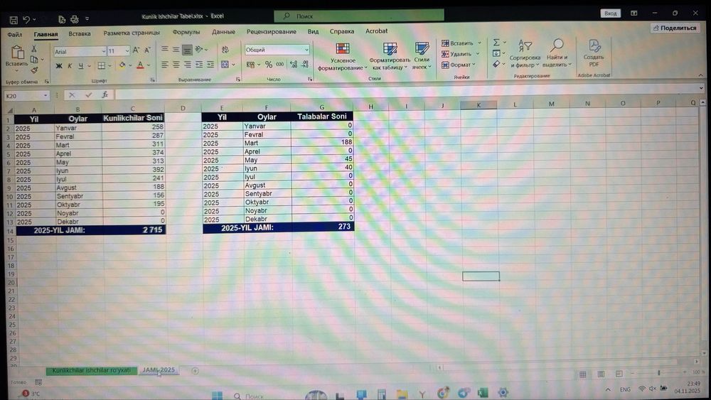 Excelda shablon yaratish hisob-kitob ma’lumotlar kiritish