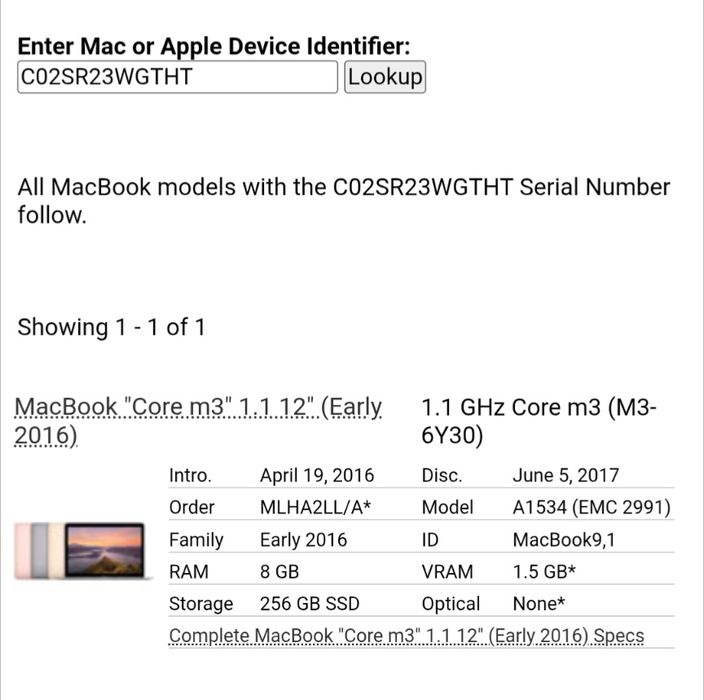 MacBook Retina 12, A1534 din 2016