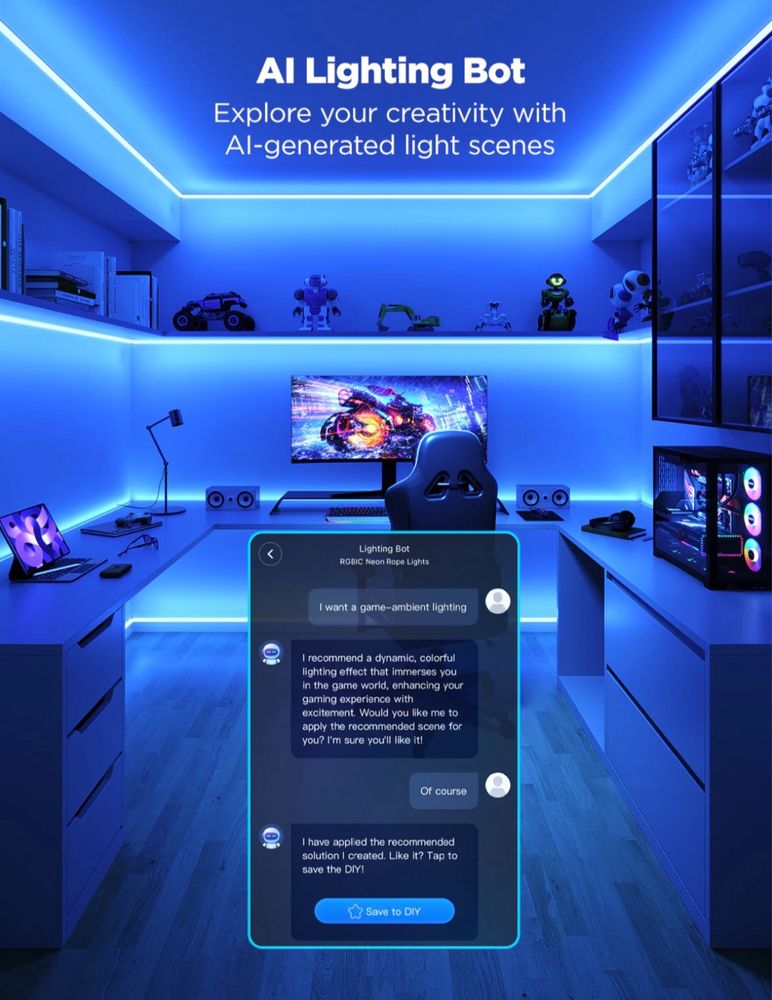 Govee neon rope light Цветна светлина синхронизация на музика
