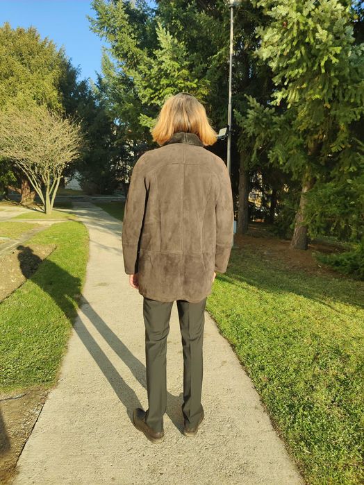 Cojoc barbat piele / blana naturala miel 2 XL - XXL 54 NOU Maro Bej