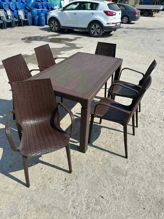 Комплект маса + 6 стола или 4 стола ратан 3 цвята и размери маси мод.5