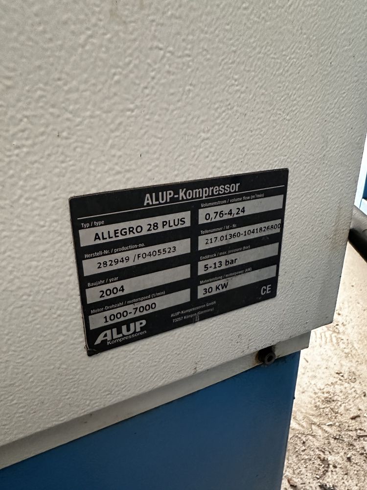 Compressor ALUP model Alegro 28 echipat cu uscător 30 KW