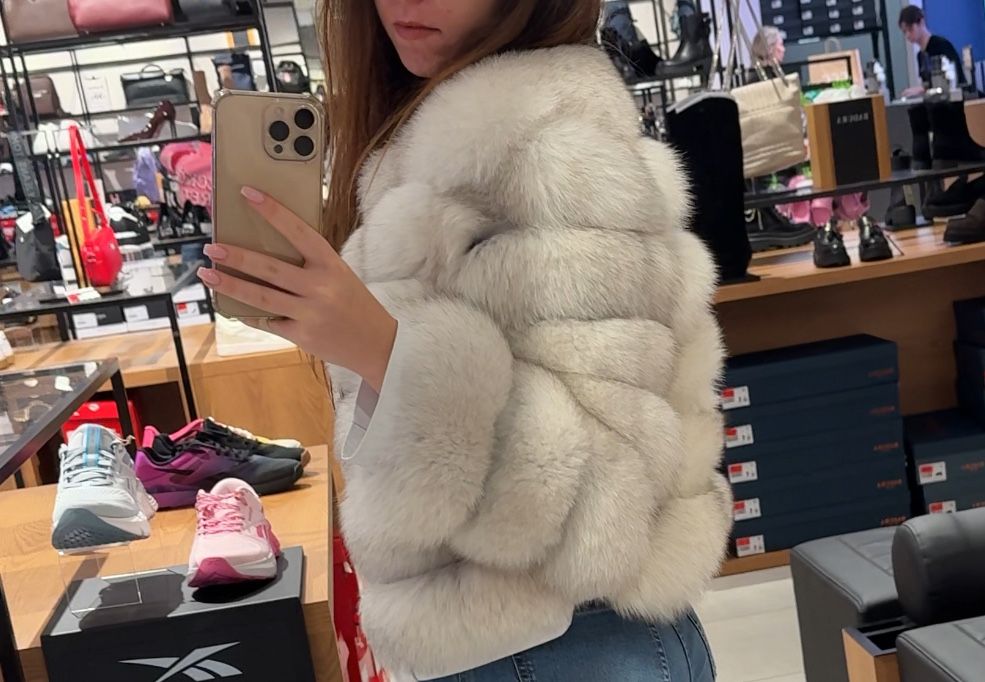 Палто естествен пух, агнешка кожа!