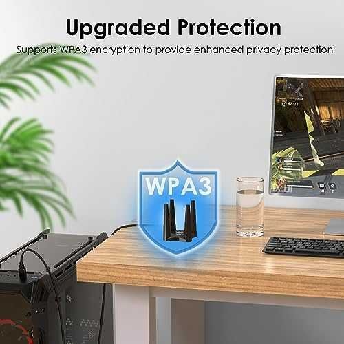 WiFi 6 адаптер за PC MU-MIMO Beamforming Soft AP режим донгъл 4 антени
