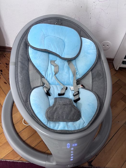 Leagan electric portabil BUF BOOF W5BLUE, 0 luni+, bleu-gri