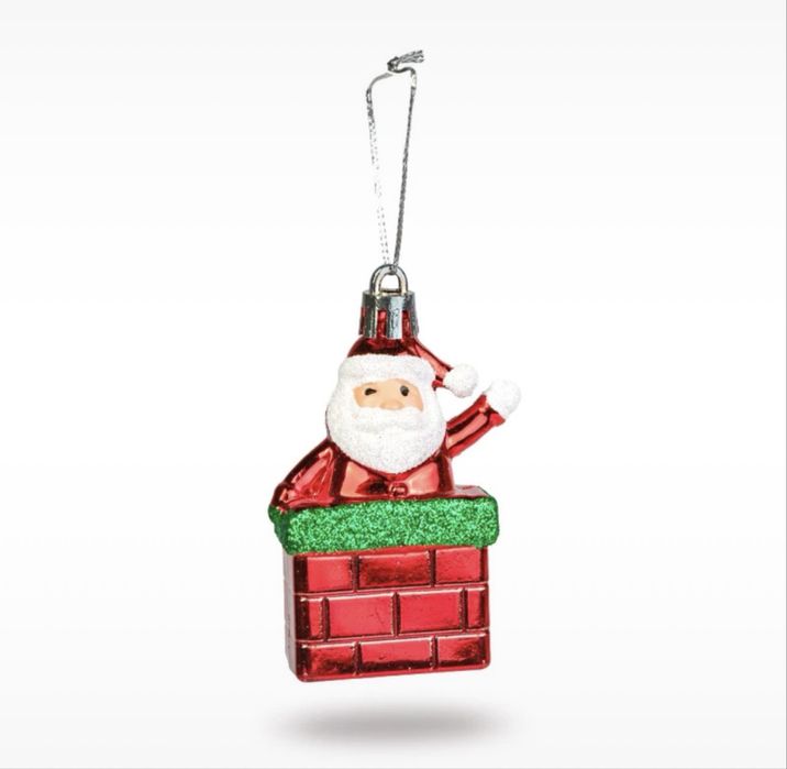 Decorațiune festivă – figură Moș – suspendabilă – plastic – 7,5 x 5 cm
