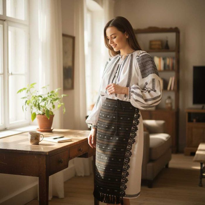 Costum popular vechi cu catrinte fir- metalic masura  L-XL