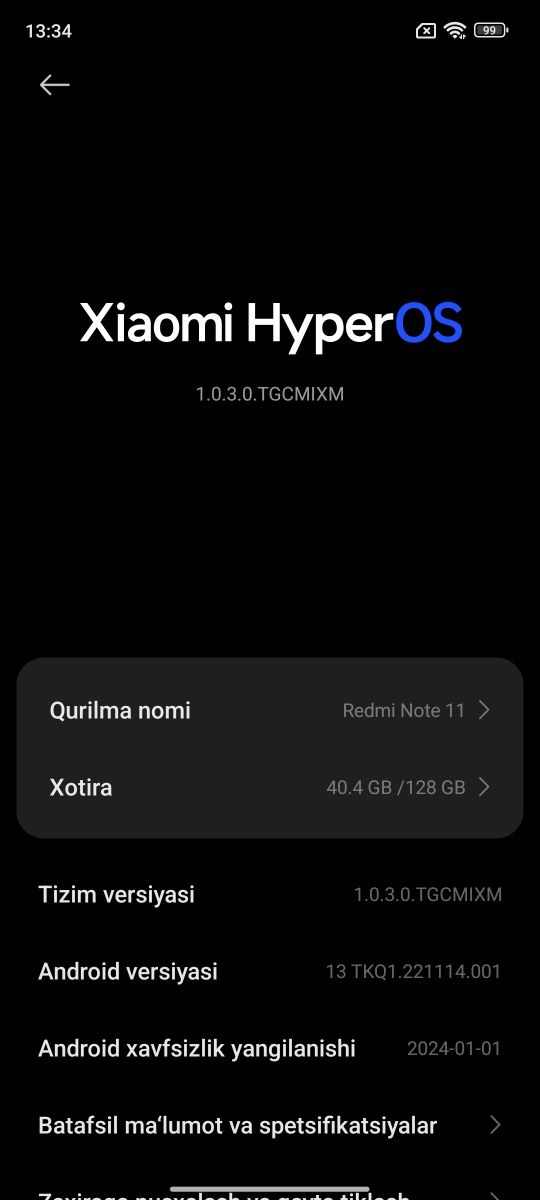 Redmi note 11 6+2/128