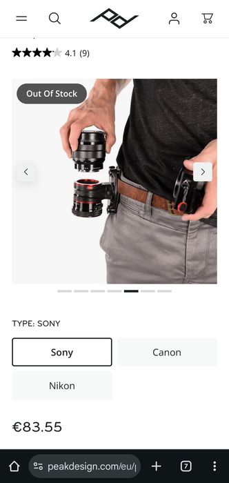 Kit prindere curea peak design capture lens Sony fe