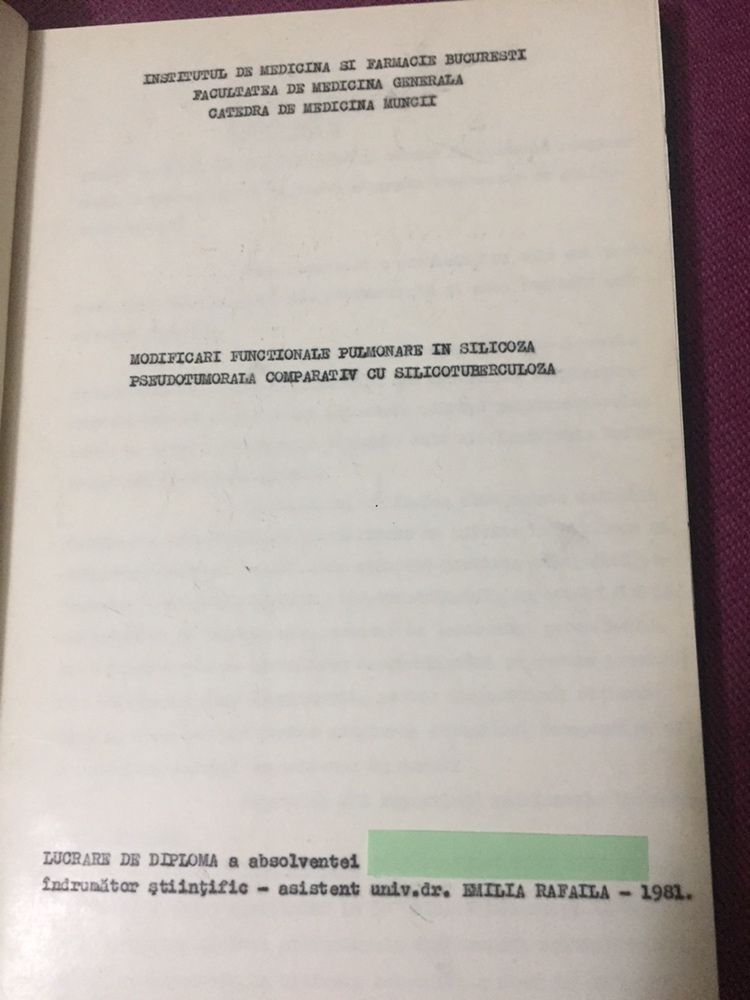 Okazie !!! Lucrare de diploma - Facultatea de medicina generala !