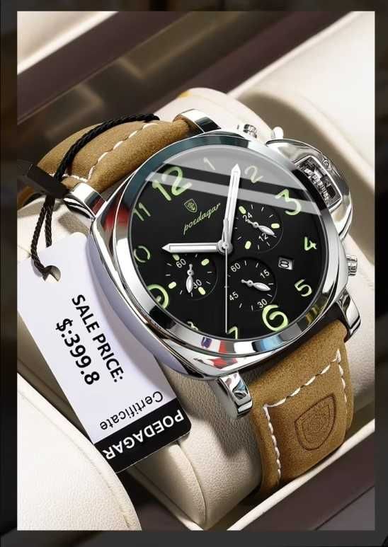 Ceas Poedagar Cronograf Cuarț 45 mm Stil Panerai Luminor