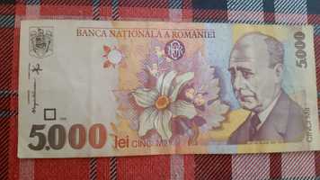 Bancnotă 5000 lei.Lucian Blaga 1998.