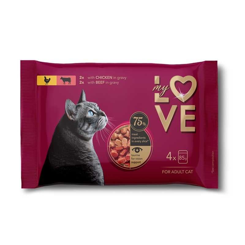 My Love - Пауч за котки различни вкусове - 4х85гр.