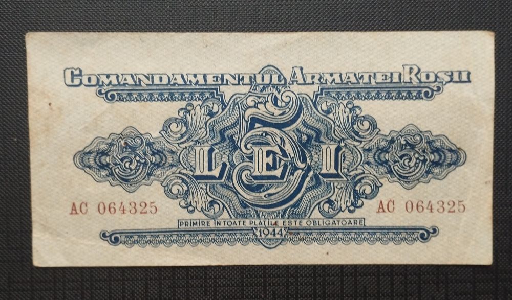 România 5lei 1944-ocupatia sovietică PM10-rara