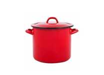 Oala cu capac, emailata rosie 15 L ,28 cm .