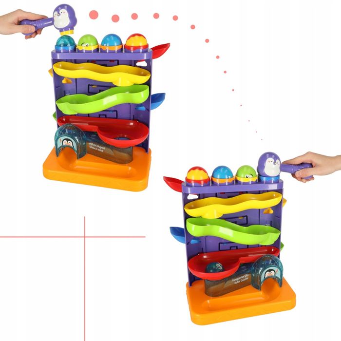 Бебешка игра с топки, чукче и количка за спускане, топче, път