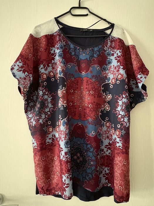 Bluza eleganta de dama XXL, cu paiete albe discrete pe umar