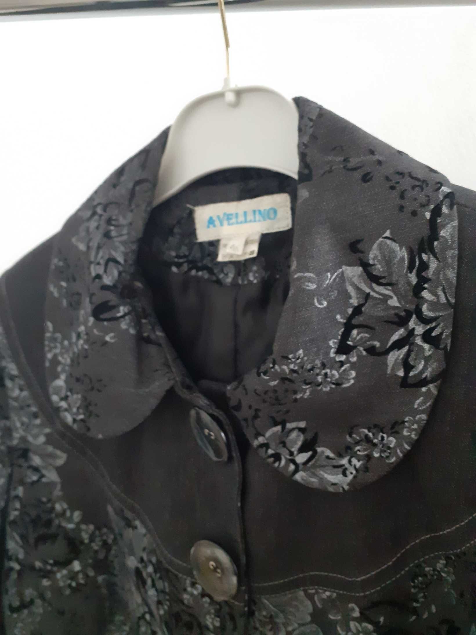 Sacou elegant gri închis cu model floral în relief