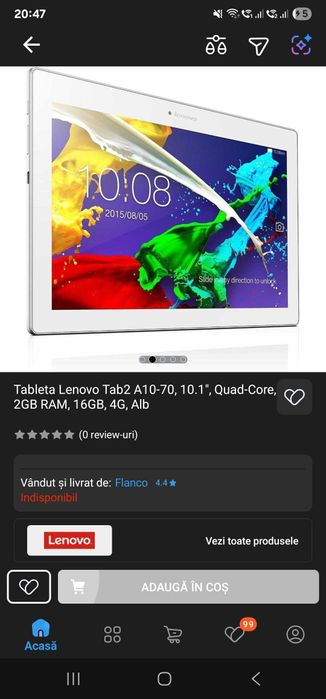 Tableta Lenovo a10-70 4G 10",2gb ram, 16gb stocare