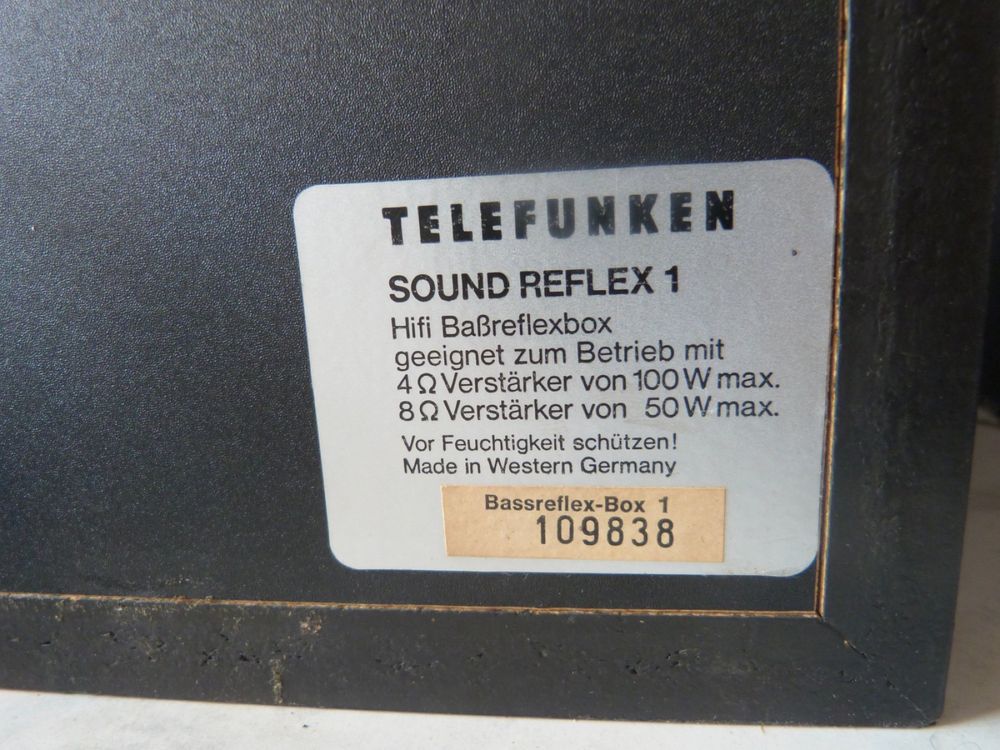 Boxe Telefunken Sound Reflex 1 HI FI Vintage