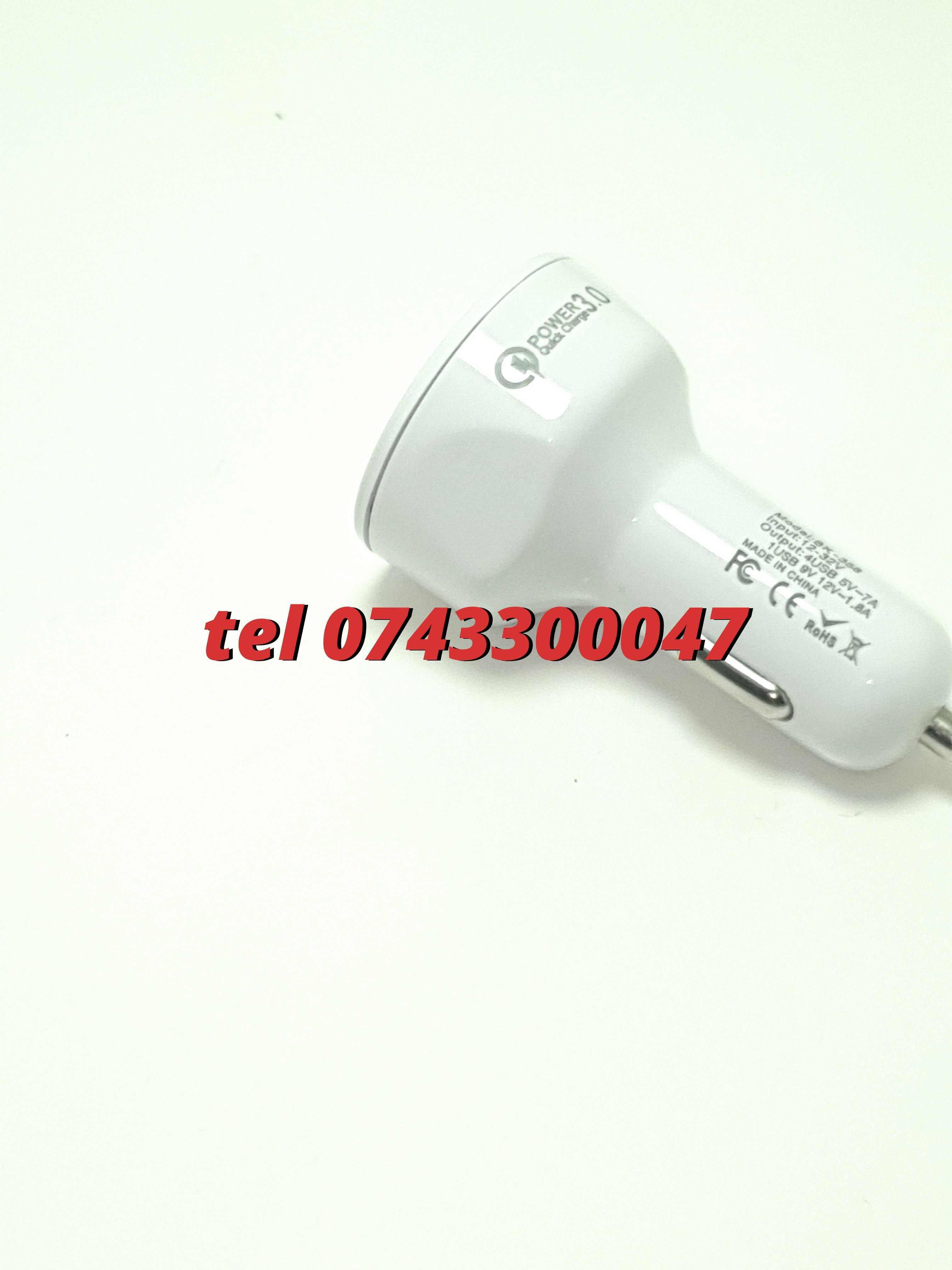 Incarcator Masina Auto 4 Porturi Bricheta Usb Qc Incarcare Rapida