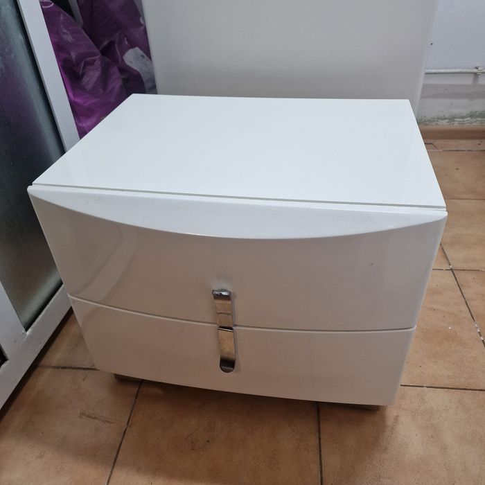 Noptiera mdf alb cu 2 sertare