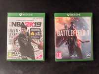 Lot Ambele 50 lei Battlefield 1 și NBA 2k19 Xbox One jocuri