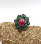 UNICAT - inel argint si rubine - smaralde - diamante naturale