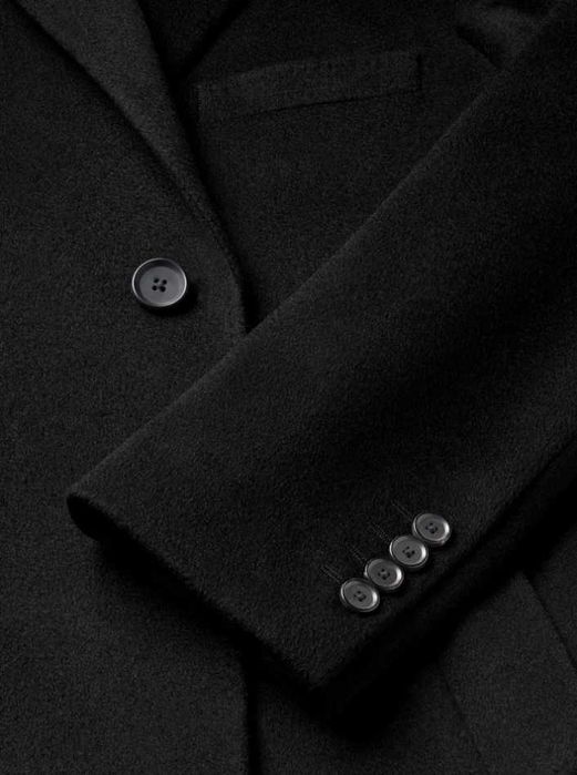 Palton slim 52 XL business elegant Rene Lezard Paris lana moale negru