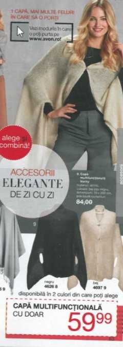 Capa/sal/poncho Verity model multifunctional, negru, Avon