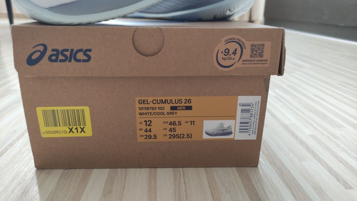 Asics gel cumulus 26, 46.5 номер, 295мм стелка