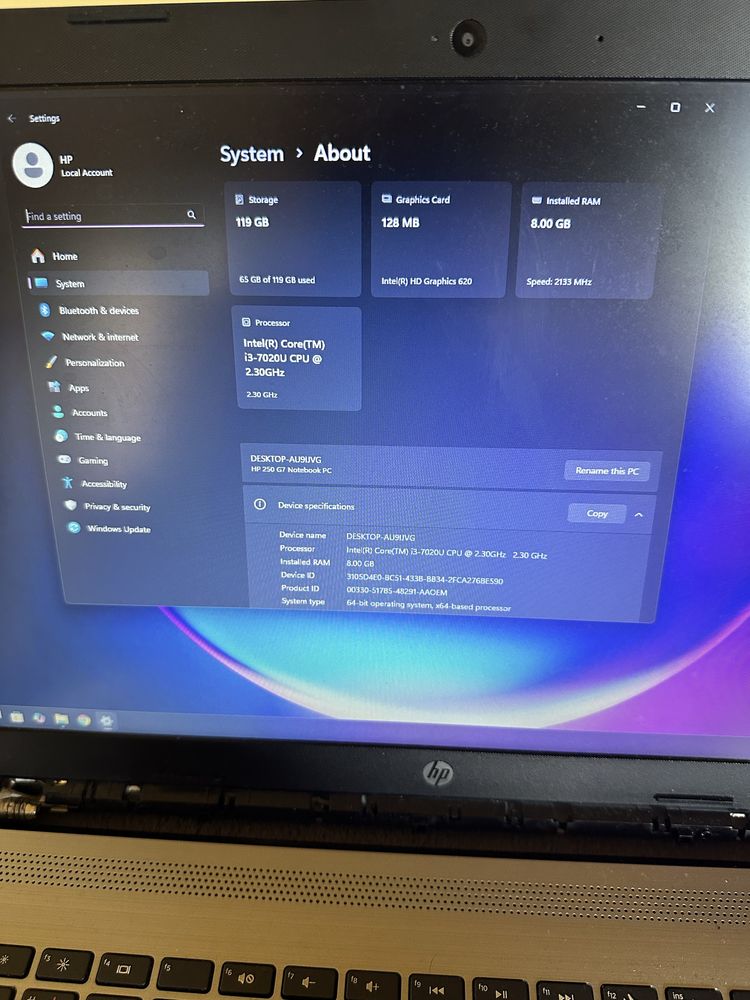 ПОДАРЪК + Лаптоп HP 250 G7 8/128+500 GB 7-th Gen Intel