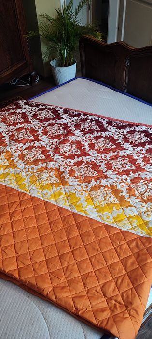 Cuvertura de pat matrimonial, corai, doua fețe, nouă, de efect