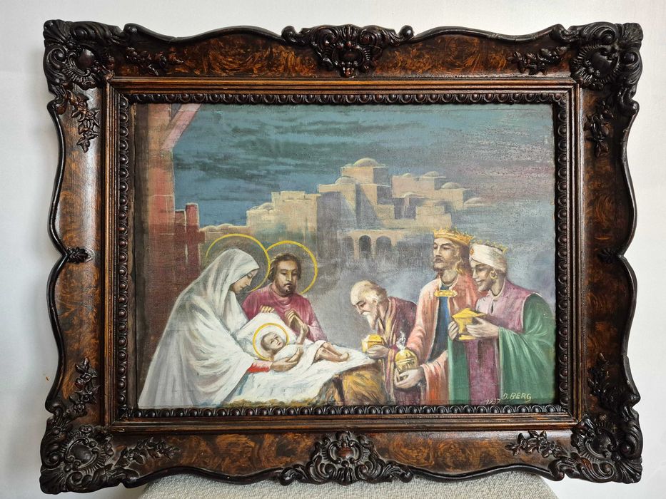 Pictură Ulei  Nașterea Domnului, 1937, 40x30 cm