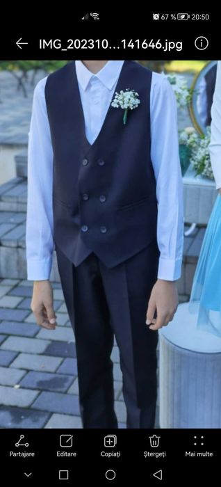 Costum elegant baiat 12-13 ani, negru, o singura purtare