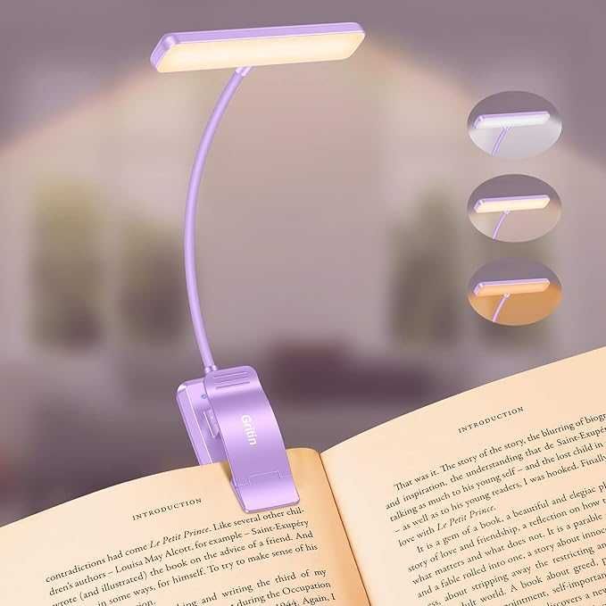 Gritin 19 LED акумулаторна лампа за книги за четене в леглото