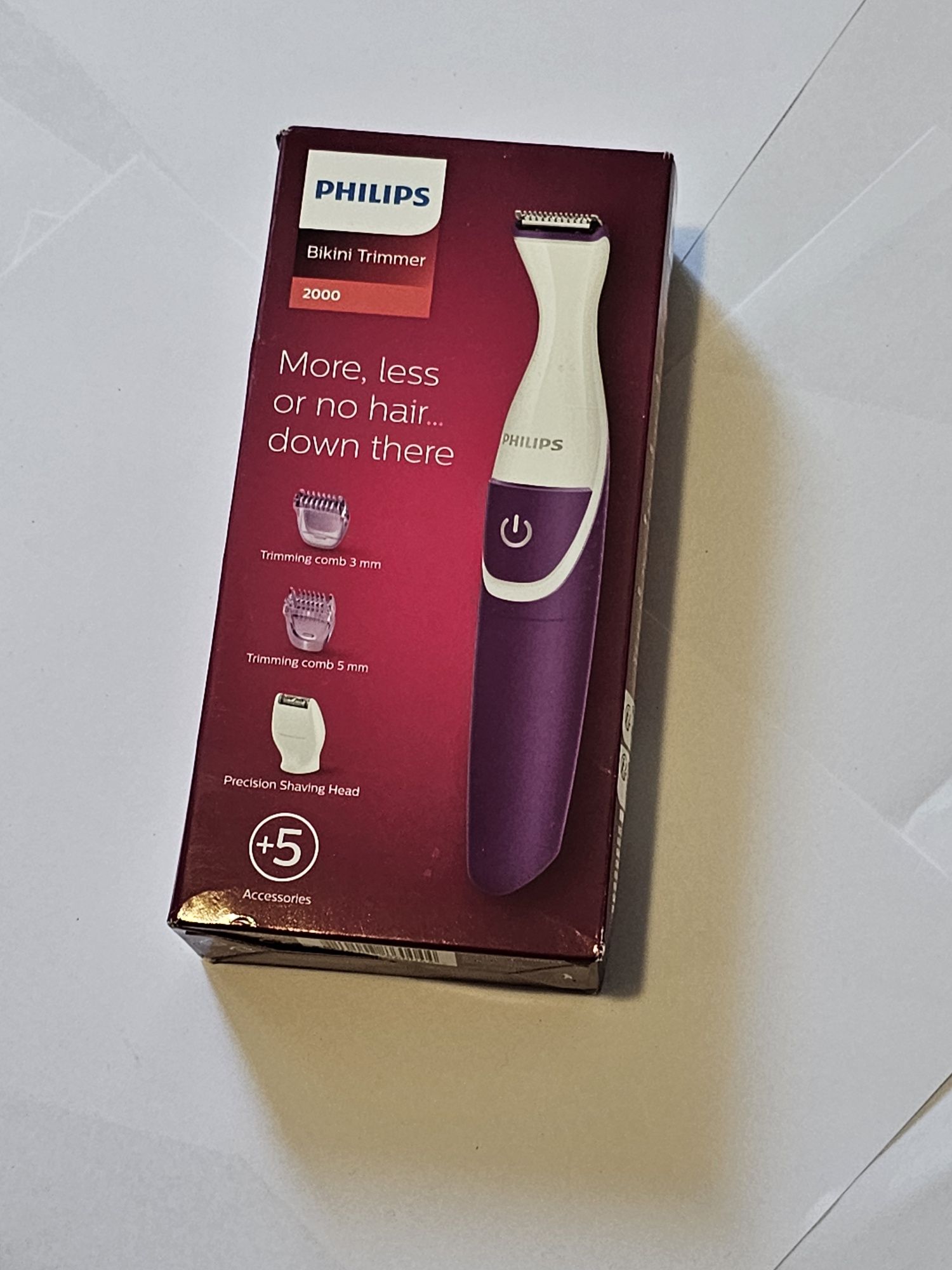 Trimmer dama, Philips 3/5 mm, Utilizare uscata/umeda, Alb/Violet , nou