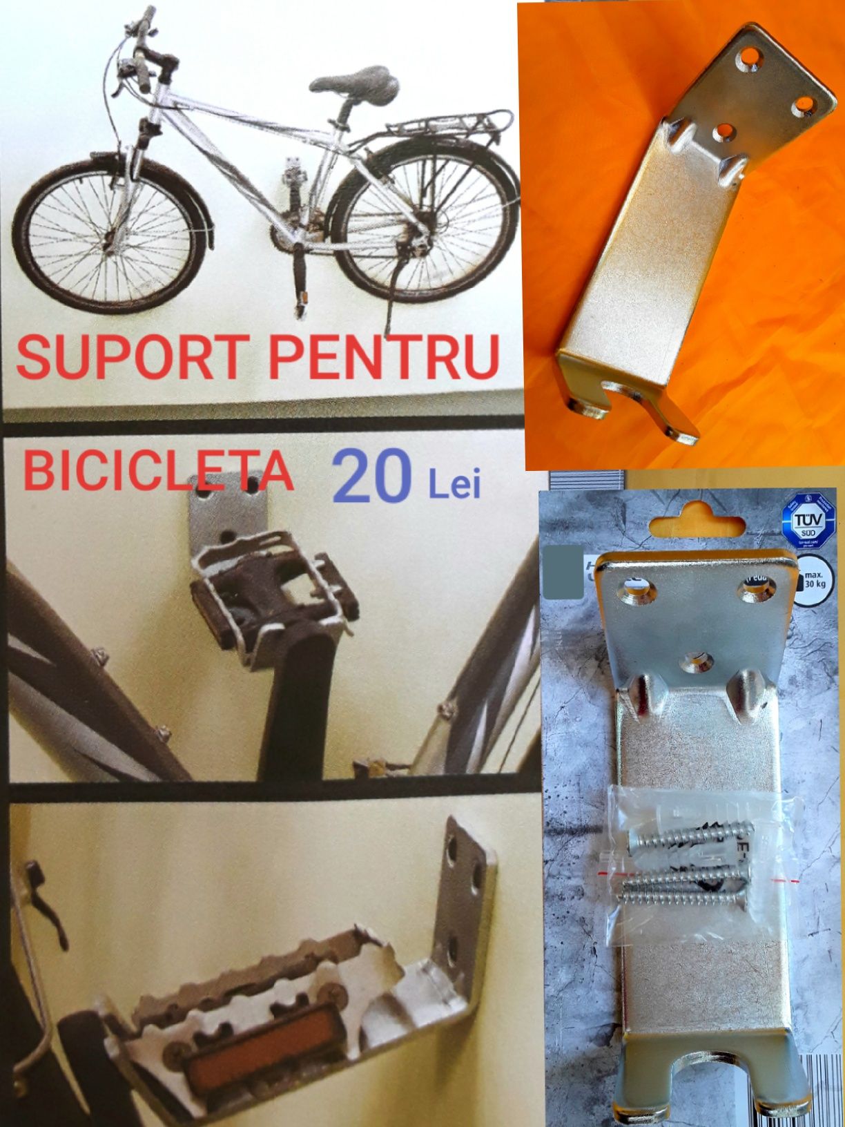 SUPORT PENTRU Bicicletă cu fixare pe perete de pedală - NOU - 25 Lei