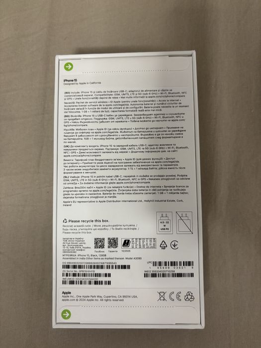 Apple iPhone 15, 128GB, Black, Sigilat