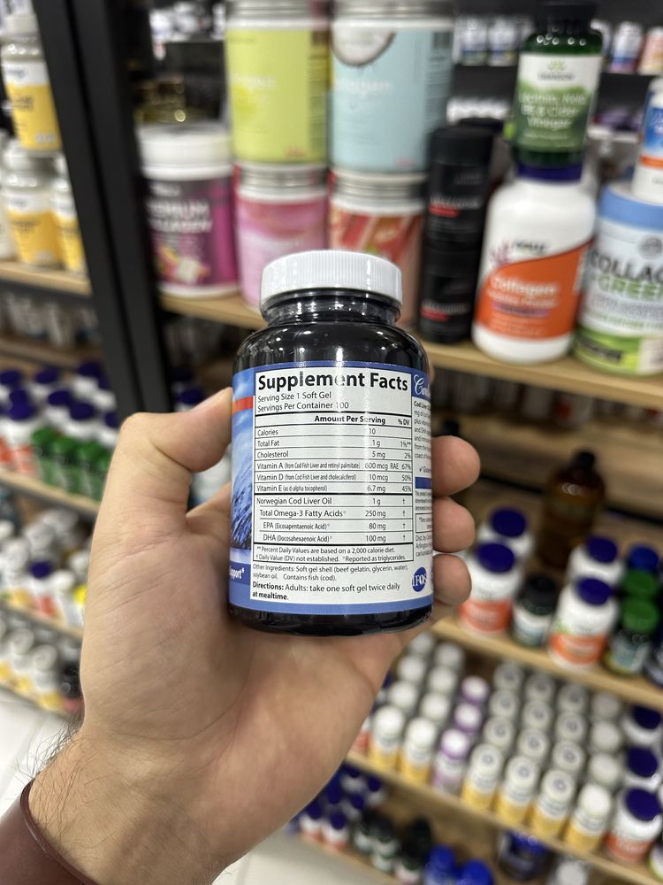 Carlson Cod Liver Oil Super 1,000 mg with D3 100 капсул