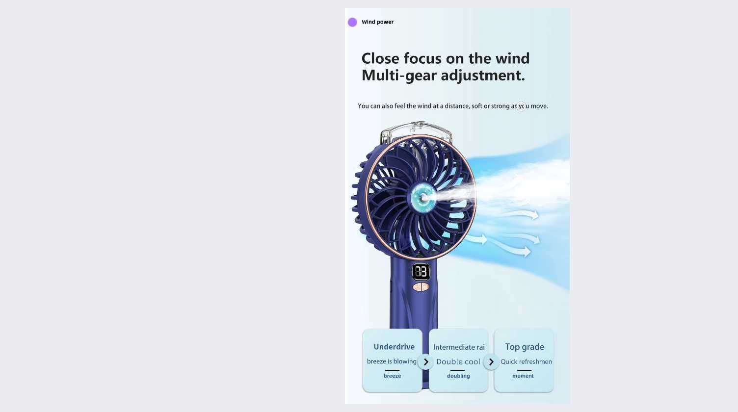 Ventilator portabil cu apa 3000 mAh baterie puternica