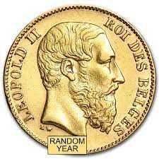Monedă din Aur – 20 franci Leopold al II-lea Belgia 6.45 g
