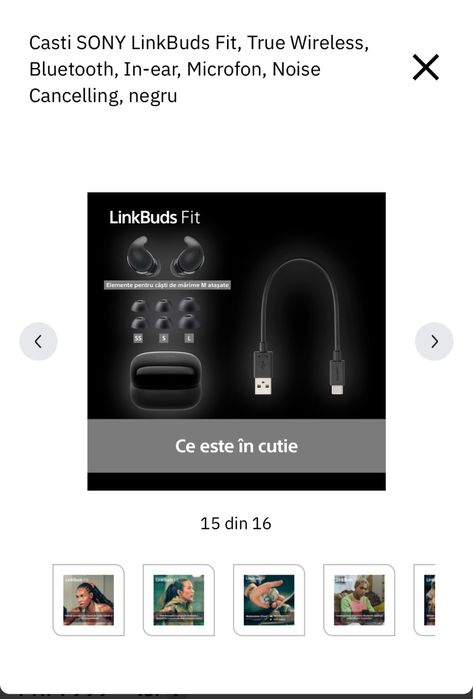 SONY LinkBuds Fit, True Wireless, sigilate, transport inclus. OCAZIE