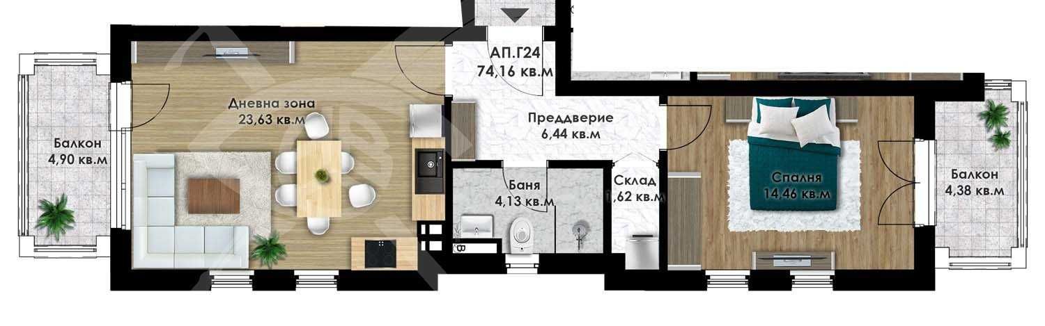 Двустаен апартамент Остромила 514-18867