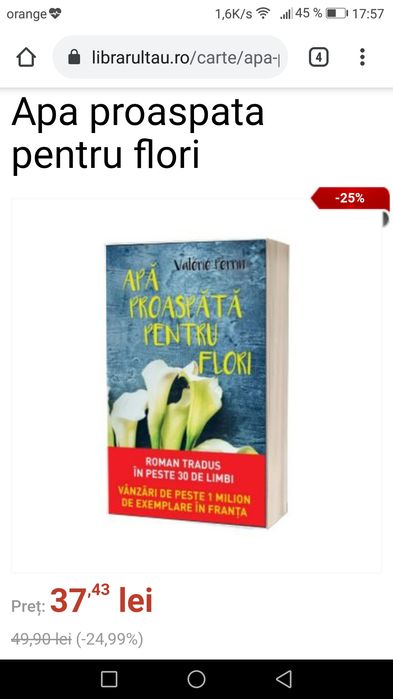 Carte Apa proaspata pentru flori