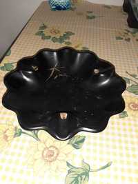 Vas ceramic vintage, de culoare neagra